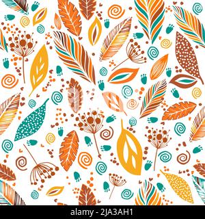 Giallo stilizzato foglie senza cuciture bella pattern. Illustrazione vettoriale Illustrazione Vettoriale