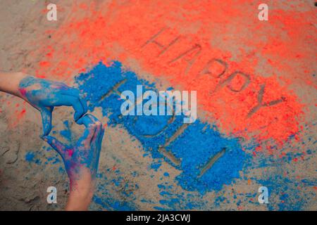 l'iscrizione sulla polvere di sabbia sacra Foto Stock