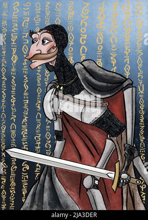 arte dell'illustrazione del personaggio di fantasia del cavaliere medievale Foto Stock
