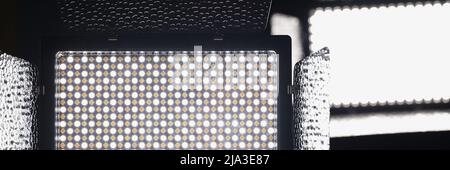 Illuminazione a LED, sorgente luminosa per lampade, primo piano del pannello a LED Foto Stock
