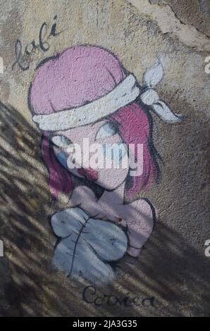 Graffiti in via Korsikan. Foto Stock