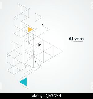 Modello della rete scientifica. Collegamento di linee e punti su sfondo semplice. Design esagonale e triangoli Illustrazione Vettoriale