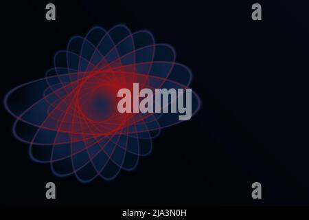 Simbolo dell'energia atomica. Elettroni che si muovono sulle orbite concetto di energia atomica. Modello di reazione nucleare Foto Stock