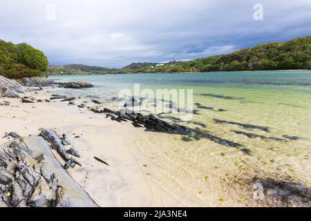 Sabbie argentate della spiaggia di Morar Foto Stock