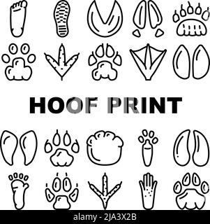 Hoof Print Vector Set di scarpe per animali, uccelli e esseri umani Illustrazione Vettoriale