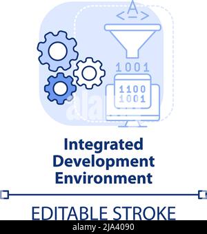 Ambiente di sviluppo integrato con un'icona di concetto blu chiaro Illustrazione Vettoriale
