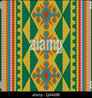 Un ornamento tradizionale di popoli e paesi dell'America Latina in cui i colori ricchi attirano attenzione e ricchezza. Tappeti tessuti da donna con orname Illustrazione Vettoriale