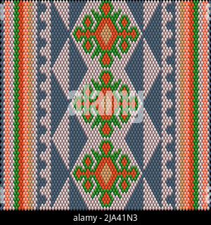 Un ornamento tradizionale di popoli e paesi dell'America Latina in cui i colori ricchi attirano attenzione e ricchezza. Tappeti tessuti da donna con orname Illustrazione Vettoriale