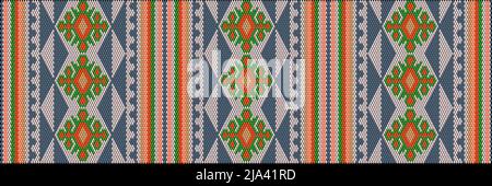 Un ornamento tradizionale di popoli e paesi dell'America Latina in cui i colori ricchi attirano attenzione e ricchezza. Tappeti tessuti da donna con orname Illustrazione Vettoriale