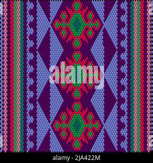 Un ornamento tradizionale di popoli e paesi dell'America Latina in cui i colori ricchi attirano attenzione e ricchezza. Tappeti tessuti da donna con orname Illustrazione Vettoriale
