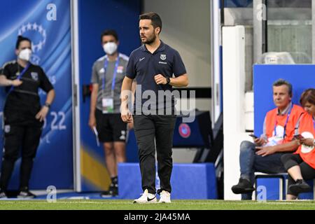 TORINO - FC Barcellona allenatore femminile Jonatan Giraldez durante la finale della UEFA Women's Champions League tra il Barcelona FC e l'Olympique Lyon al Juventus Stadium il 21 maggio 2022 a Torino, Italia. ANP | ALTEZZA OLANDESE | GERRIT DA COLONIA Foto Stock