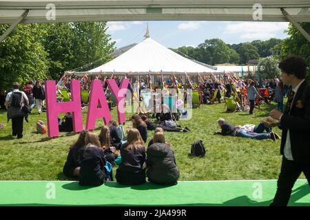 27th maggio 2022, Hay-on-Wye, Galles folle al Festival Hay di Arte e Letteratura 2022 a Powys, Galles. Il festival si svolgerà fino alla prossima settimana e attrae autori di tutto il mondo per partecipare all'evento. Foto Stock