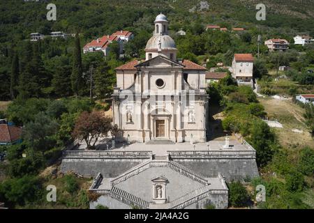 Veduta aerea della Chiesa della Santa Vergine Maria in Montenegro Foto Stock