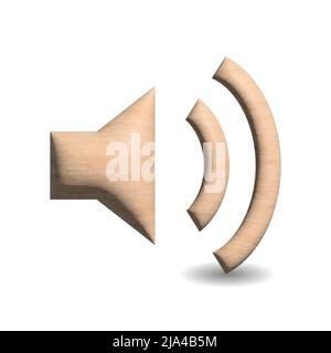 3D legno mobile alto volume segno icona illustrazione su sfondo bianco Foto Stock