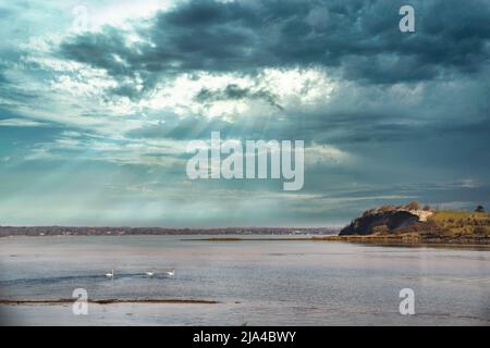 Interpretazione della penisola di Holnis nel fiordo di Flensburg tra Danimarca e Germania Foto Stock