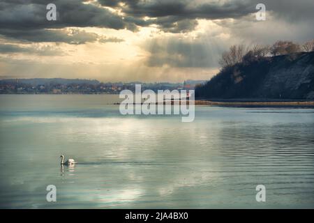 Interpretazione della penisola di Holnis nel fiordo di Flensburg tra Danimarca e Germania Foto Stock