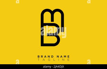 Lettere alfabetiche iniziali logo monogramma BM, MB, B e M. Illustrazione Vettoriale
