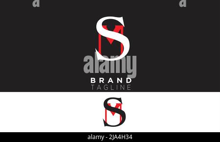 Lettere alfabetiche SM iniziali Logo monogramma MS, S e M. Illustrazione Vettoriale