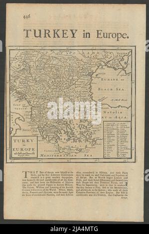 Turky [Turchia] in Europa di Herman Moll. Balcani Grecia Mar Nero 1709 vecchia mappa Foto Stock