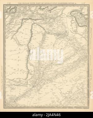 Il PANJAB. Il pakistan. Il Punjab, Afghanistan, Kashmir e Sinde. SDUK 1846 mappa Foto Stock