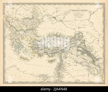 IMPERO OTTOMANO. In Europa e Asia con il Regno di Grecia. Mappa SDUK 1845 Foto Stock