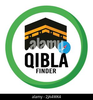 vettore isolato di 'qiblaa'. Logo, icona e simbolo dell'app Qibla Finder Illustrazione Vettoriale