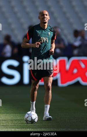 27th maggio 2022; Parigi, Francia. Prima della finale di calcio della Champions League tra il Liverpool FC e il Real Madrid sabato 28th maggio: Fabinho di Liverpool durante la sessione di allenamento Credit: Action Plus Sports Images/Alamy Live News Foto Stock