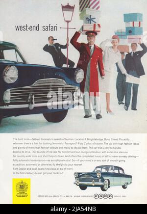 FORD Zodiac vintage rivista pubblicità carta pubblicità pubblicità Ford di Gran Bretagna Foto Stock