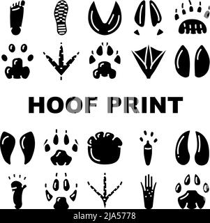 Hoof Print Vector Set di scarpe per animali, uccelli e esseri umani Illustrazione Vettoriale