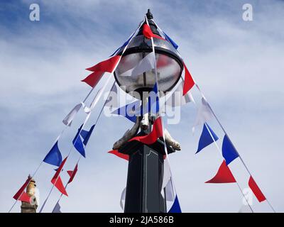 Decorazioni giubilari del diamante nella piazza del mercato a Southwold, una città balneare a Suffolk. Foto Stock