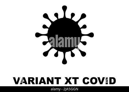 XT. Nuova variante del coronavirus SARS-COV-2. Subvariante di Omicron. Design orizzontale. Design antivirus e testo nero. Illustrazione. Foto Stock
