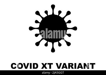 XT. Nuova variante del coronavirus SARS-COV-2. Subvariante di Omicron. Design orizzontale. Design antivirus e testo nero. Illustrazione. Foto Stock