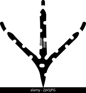 illustrazione del vettore dell'icona del glifo di stampa dello zoccoletto di pollo Illustrazione Vettoriale