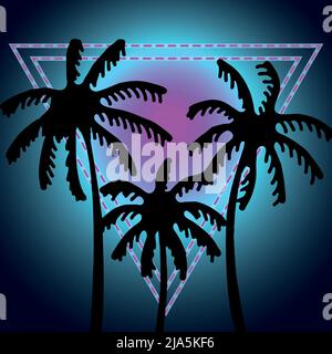 Alberi di palma, triangolo, gradiente Illustrazione Vettoriale