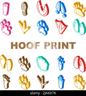 Hoof Print Vector Set di scarpe per animali, uccelli e esseri umani Illustrazione Vettoriale