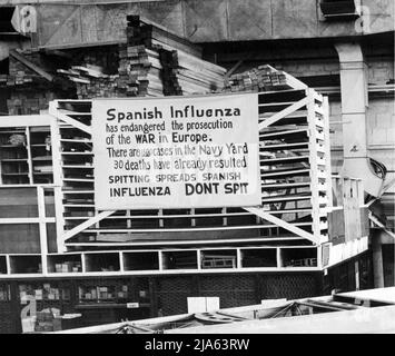 Segno pandemico dell'influenza spagnola Foto Stock