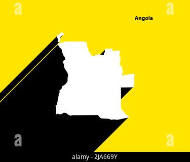 Mappa Angola su poster retrò con lunga ombra. Segno vintage facile da modificare, manipolare, ridimensionare o colorare. Illustrazione Vettoriale