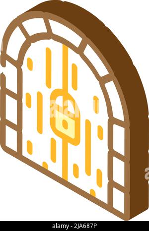 porte per tesoro isometrico icona vettore illustrazione Illustrazione Vettoriale