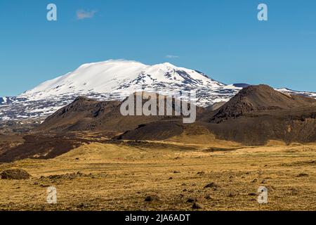 Hekla è uno dei vulcani più attivi in Islanda Foto Stock