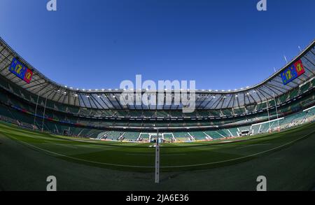 Vista generale del Twickenham Stadium, sede della HSBC World Rugby London 7 Foto Stock