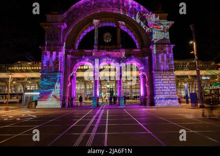 Installazione leggera nella città di Lucerna, Svizzera Foto Stock