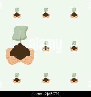 Dare mani albero tenere alberi verdi ambiente naturale protezione della natura realistico Illustrazione Vettoriale