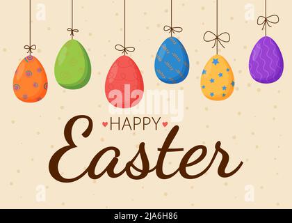 Buona scritta di Pasqua. Vacanze di primavera. Buone uova di pasqua. Striscioni di buona Pasqua, biglietti d'auguri, poster, copertine per le festività. Illustrazione Vettoriale