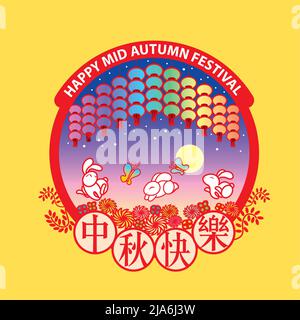 Conigli felici che giocano con gli altri. Illustrazione Vettoriale