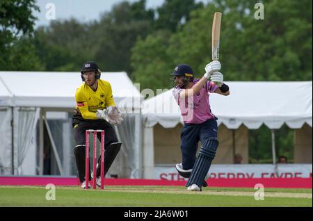 Steven Eskinazi di Middlesex gioca un brillante knock in una partita del T20 al club di cricket Radlett il 26th maggio 2022 Foto Stock