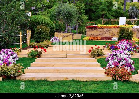 parchi euroflora nervi, giardino fiorito genova italia Foto Stock