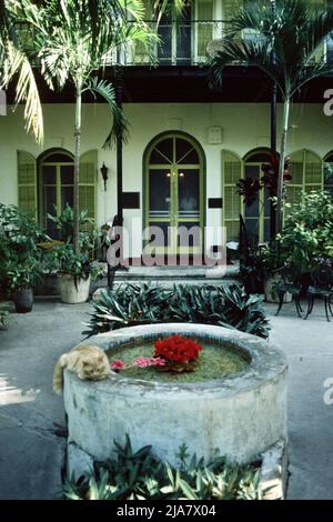 La casa di Ernest Hemingway a Key West, Florida, il punto più meridionale degli Stati Uniti continentali, 1979 Foto Stock