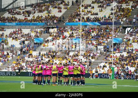 Marsiglia, Francia. 28th maggio 2022; Stade Velodrome, Marsiglia, Francia: Finale europeo della Coppa del Rugby, Leinster contro la Rochelle: Leinster Rugby Warm up Credit: Action Plus Sports Images/Alamy Live News Foto Stock