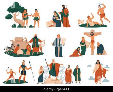 L'icona di storia della bibbia di Cristo ha regolato le varie storie circa jesus adamo e la vigilia e l'illustrazione vettoriale dei magi Illustrazione Vettoriale