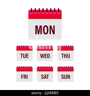 Set di icone a colori piatte. Promemoria calendario. Mese, settimana, anno. Sfondo vettoriale. Illustrazione vettoriale piatta. Illustrazione Vettoriale